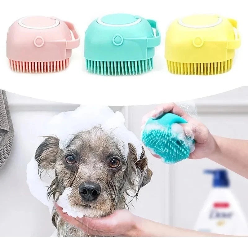 Escova Banho Cachorro Gato Dispenser Shampoo Lava Pelo Pet