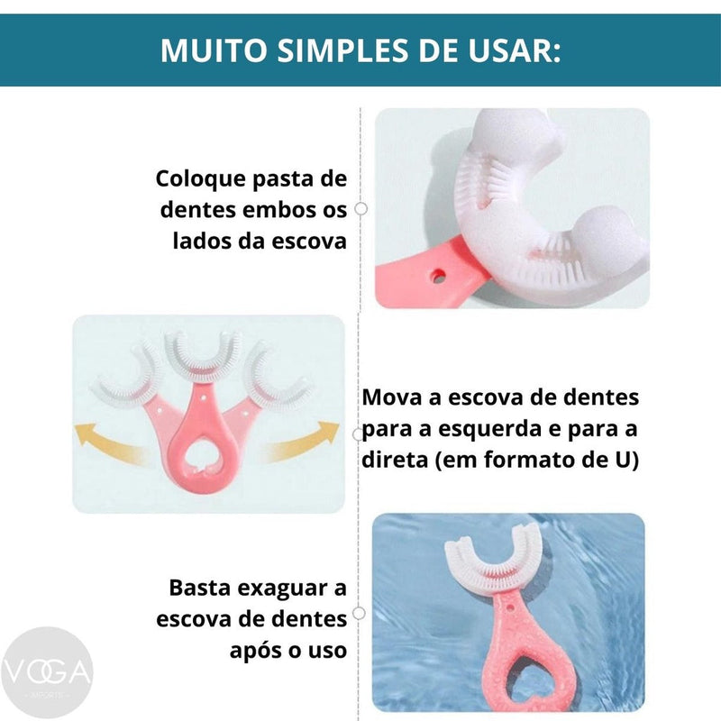 Escova de Dente Infantil 360 em Forma de U 2 a 6 Anos 6 a 12 anos