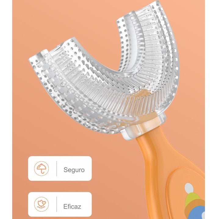 Escova de dente infantil formato u 360 graus