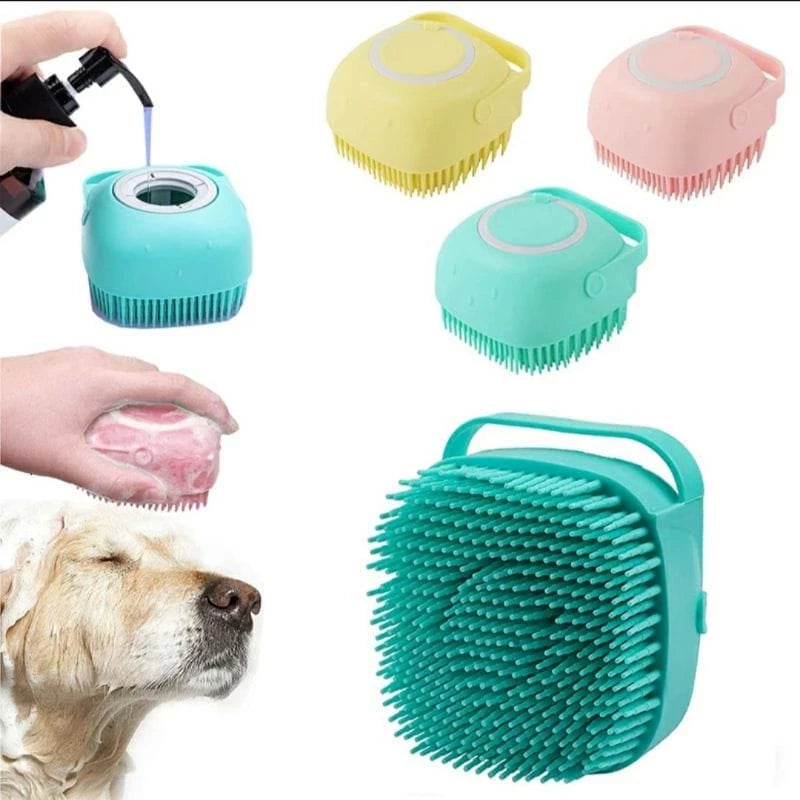 Escova Banho Cachorro Gato Dispenser Shampoo Lava Pelo Pet