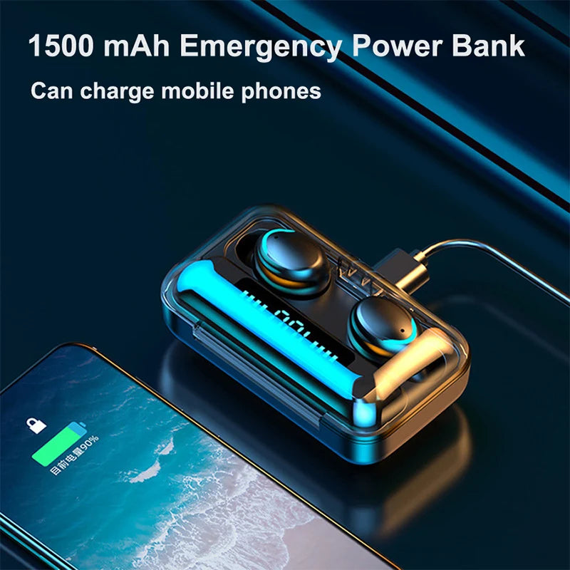 Fone De Ouvido Sem Fio F9-5 Display Led Power Bank Audio Premium M10