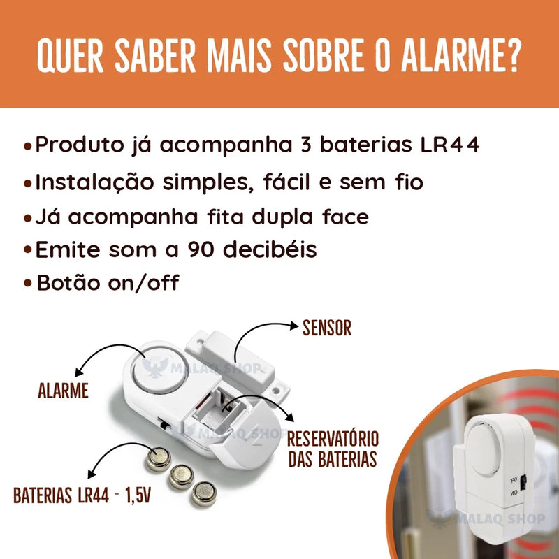 Alarme Sensor Magnético De Presença Sem Fio Janela E Porta