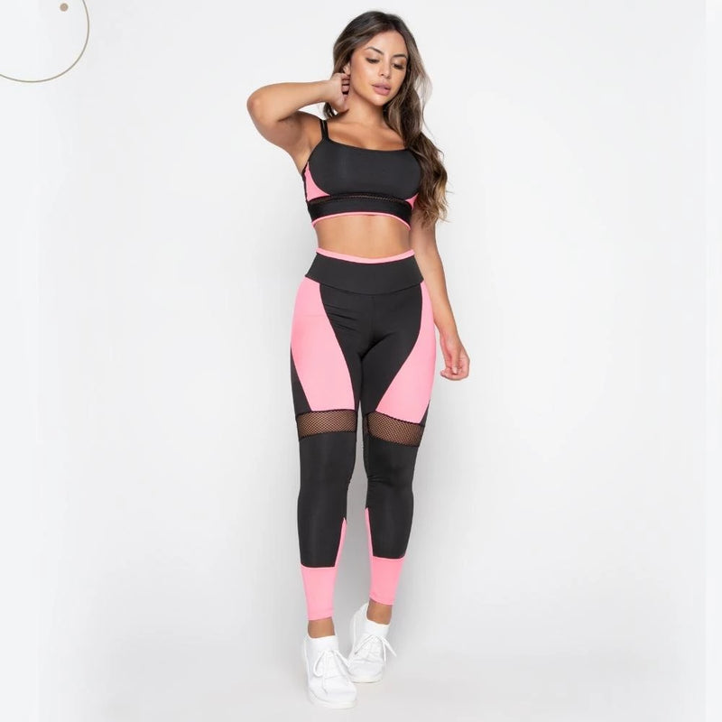 Conjunto Feminino Calça Legging e Top Roupa Fitness Leg Tope