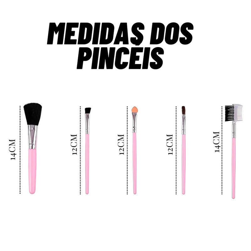 Kit 5 pinceis de maquiagem Profissional para Sombra / Cílios / Maquiagem Pronto a Entrega