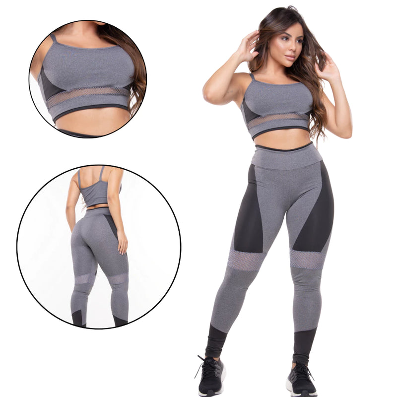 Conjunto Feminino Calça Legging e Top Roupa Fitness Leg Tope