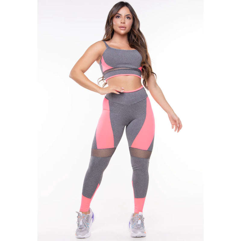 Conjunto Feminino Calça Legging e Top Roupa Fitness Leg Tope