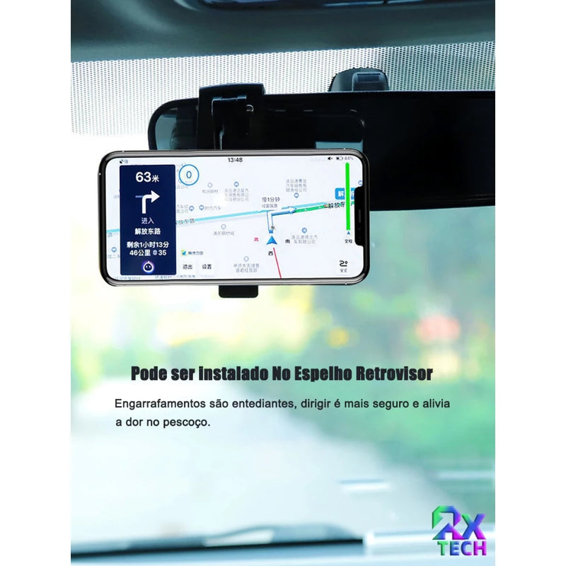 Gps Suporte Veicular Para Celular Carro Universal Com Fixação No Retrovisor Do Carro Rotação 360°