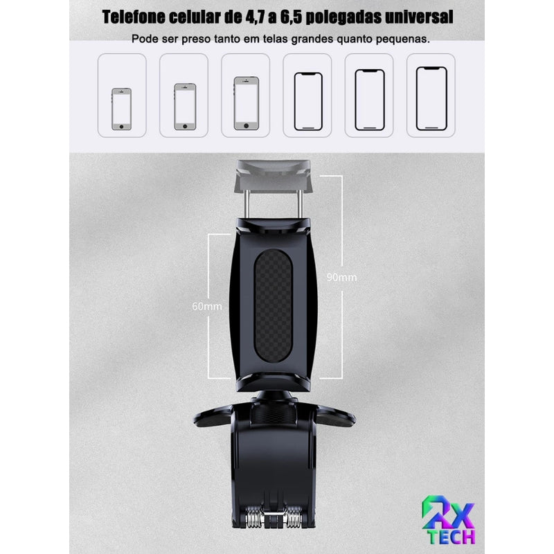 Gps Suporte Veicular Para Celular Carro Universal Com Fixação No Retrovisor Do Carro Rotação 360°