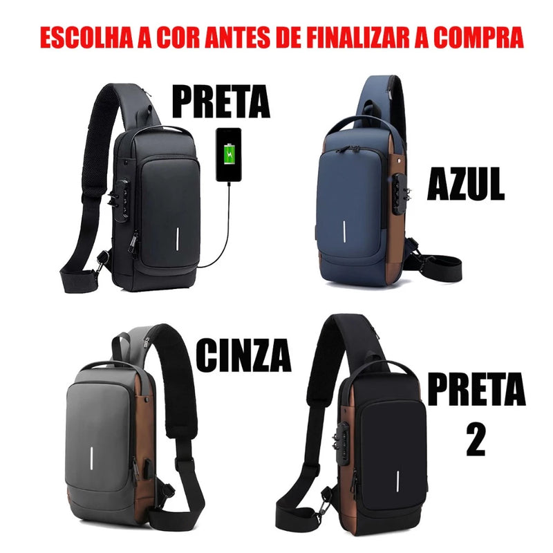 Pochete Masculina bag transversal shoulder bolsa unisex academia passeio com senha