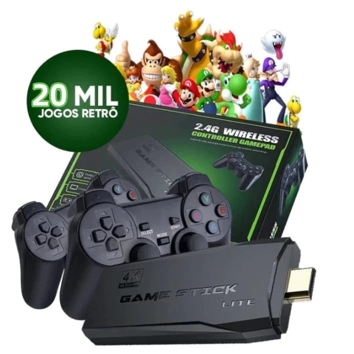 Video game Stick 4K Com 15000 Jogos 64gb 2 Controles Sem Fio Console Portatil Jogos Retro Video Game