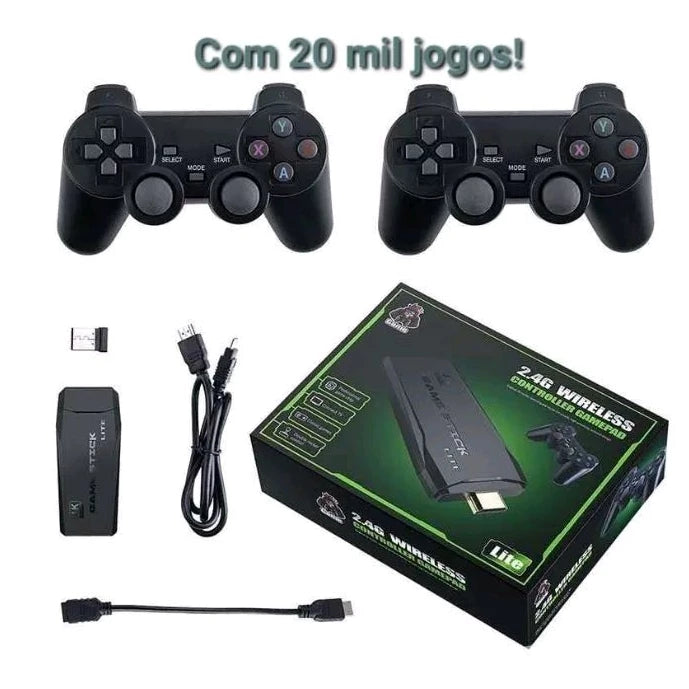 Video game Stick 4K Com 15000 Jogos 64gb 2 Controles Sem Fio Console Portatil Jogos Retro Video Game