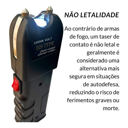 Taser Tático Militar Potente Lanterna Portátil 928 Choque, Original - LANTERNA PARA VIGILANTES HOMENS E MULHERES DIA A DIA