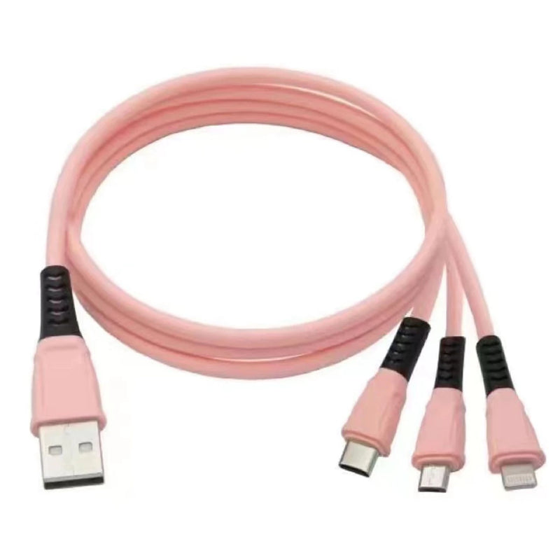 Cabo Usb Carregador Turbo 3 Em 1 Micro Usb Tipo C E iPhone E V8 1.2M