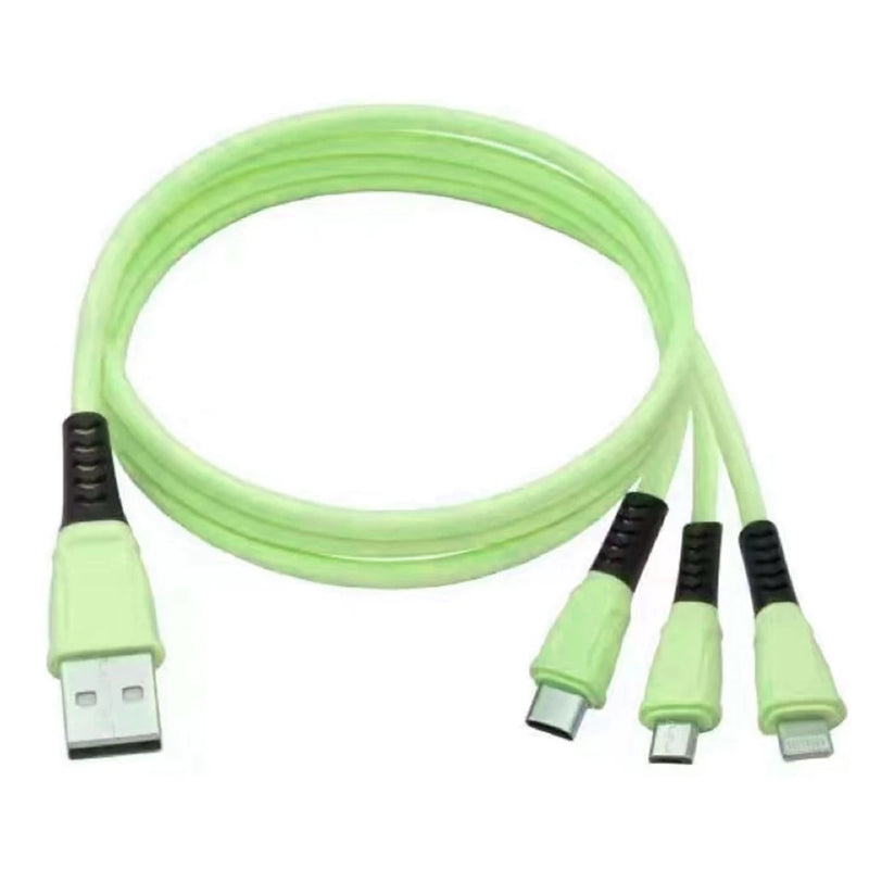 Cabo Usb Carregador Turbo 3 Em 1 Micro Usb Tipo C E iPhone E V8 1.2M