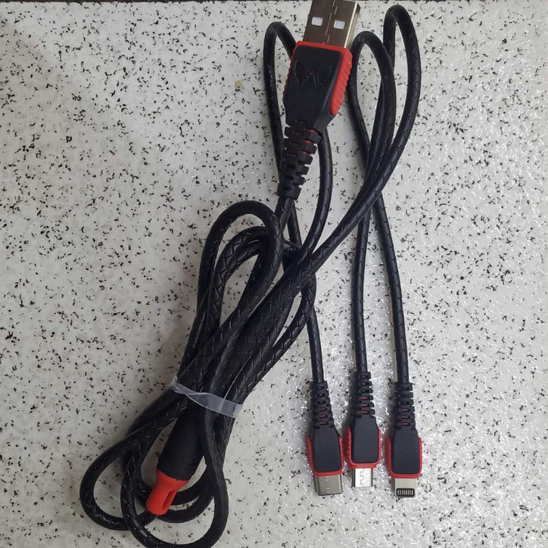 Cabo Usb Carregador Turbo 3 Em 1 Micro Usb Tipo C E iPhone E V8 1.2M