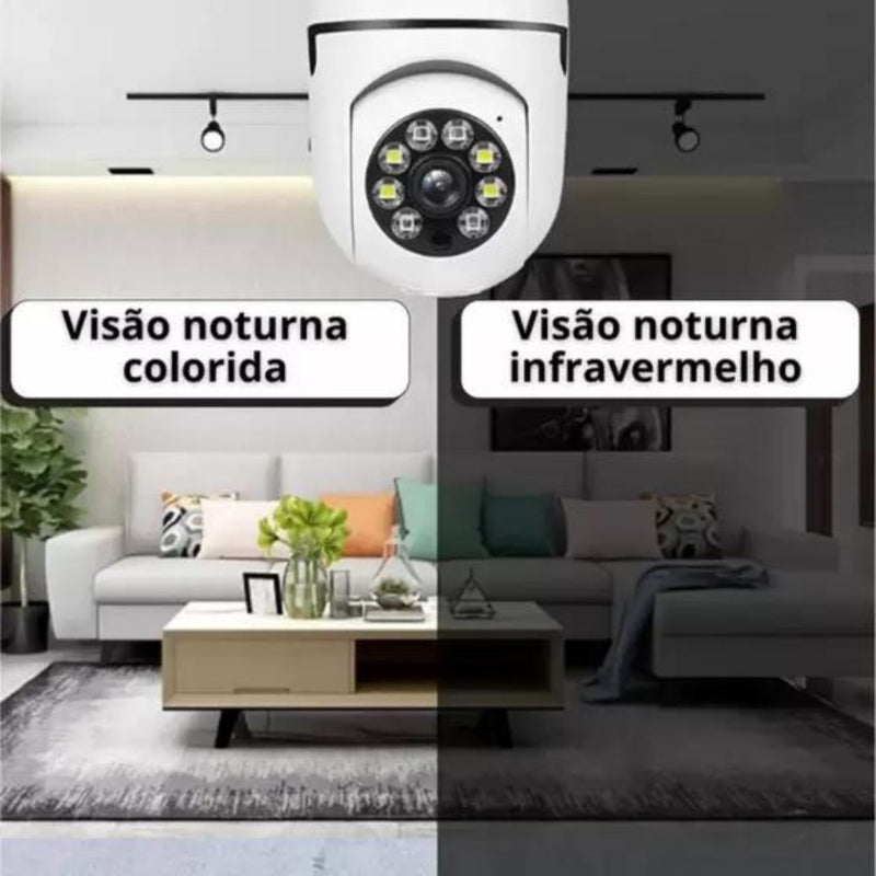 Câmera ip segurança lâmpada panorâmica wifi