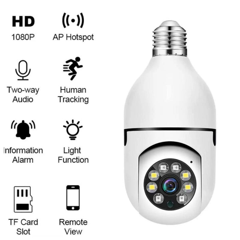 Câmera ip segurança lâmpada panorâmica wifi