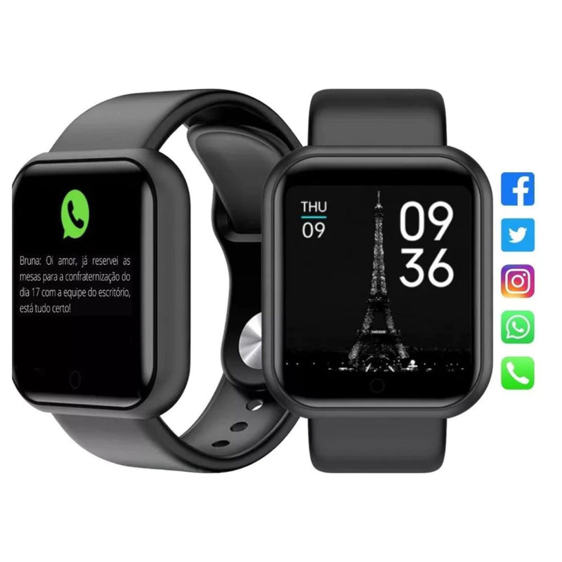 Smartwatch D20 relógio foto com tela hd y68 bluetooth com lembrete chamada monitor de frequência