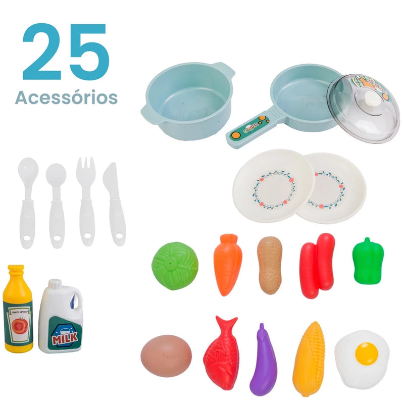 Kit Cozinha De Brinquedo Infantil Completa Solta Água E Som