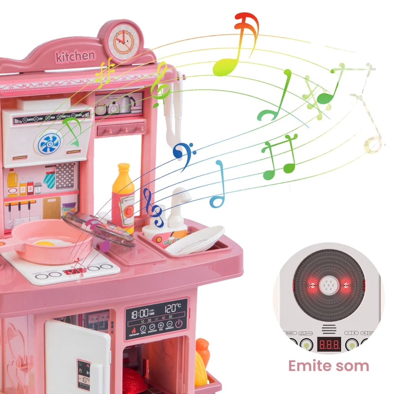 Kit Cozinha De Brinquedo Infantil Completa Solta Água E Som